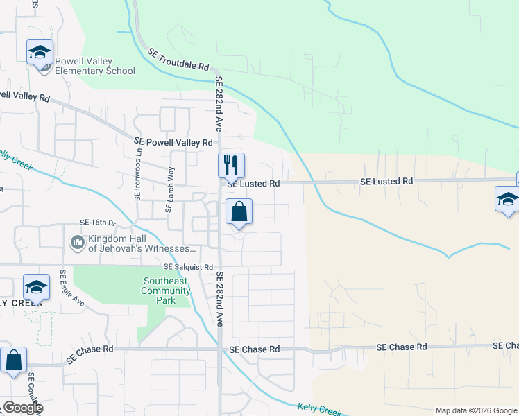 map of restaurants, bars, coffee shops, grocery stores, and more near 6166 Southeast 15th Street in Gresham