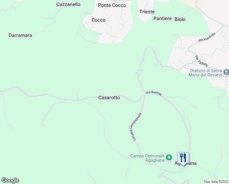 map of restaurants, bars, coffee shops, grocery stores, and more near 34 Via San Nicolò in Casarotto