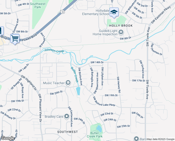 map of restaurants, bars, coffee shops, grocery stores, and more near 1565 Southwest Battaglia Avenue in Gresham