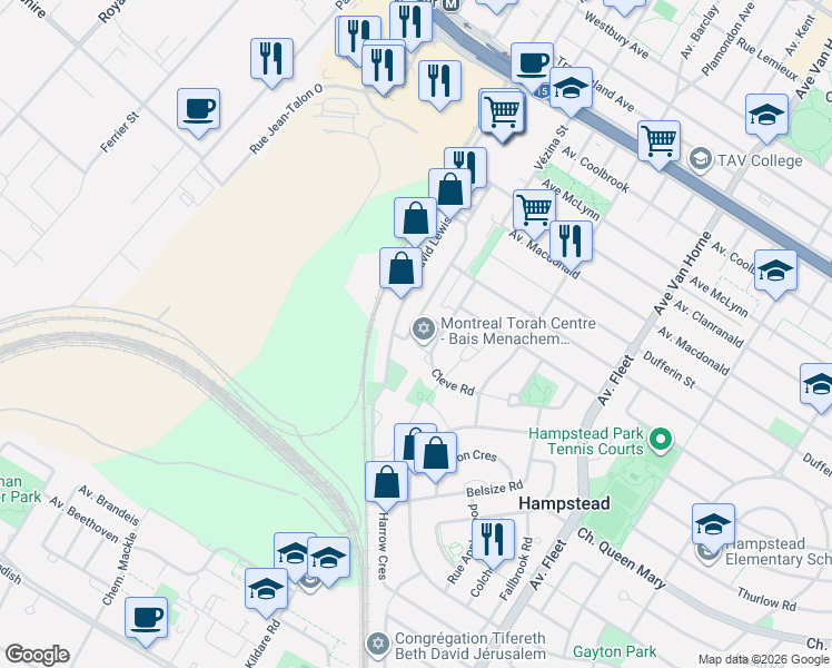 map of restaurants, bars, coffee shops, grocery stores, and more near 6010 Tommy Douglas in Côte Saint-Luc