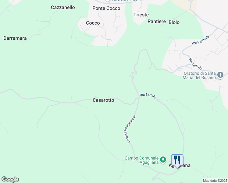 map of restaurants, bars, coffee shops, grocery stores, and more near 34 Via San Nicolò in Casarotto