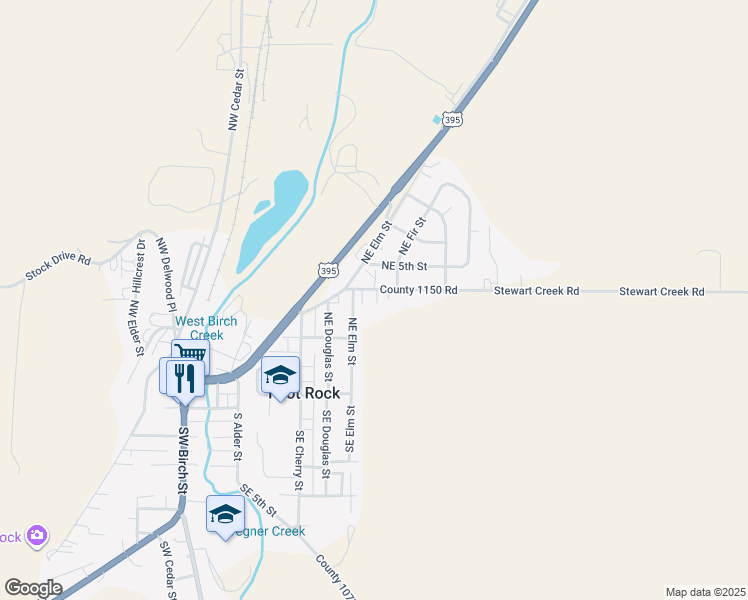 map of restaurants, bars, coffee shops, grocery stores, and more near 520 Northeast 4th Street in Pilot Rock