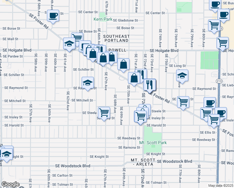map of restaurants, bars, coffee shops, grocery stores, and more near in Portland