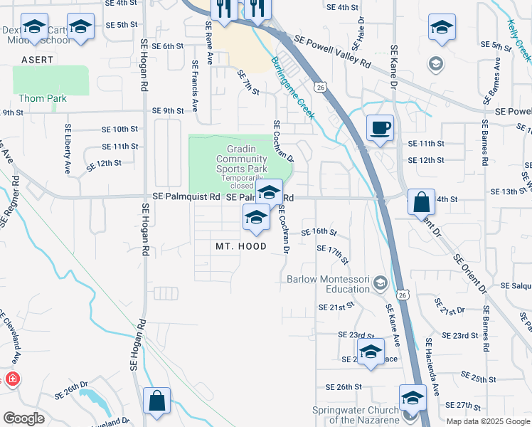 map of restaurants, bars, coffee shops, grocery stores, and more near 1440 Southeast Fleming Avenue in Gresham
