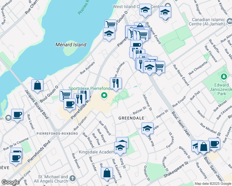 map of restaurants, bars, coffee shops, grocery stores, and more near 4840 Rue Harry-Worth in Montréal