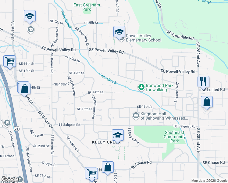 map of restaurants, bars, coffee shops, grocery stores, and more near 1427 Southeast Condor Avenue in Gresham