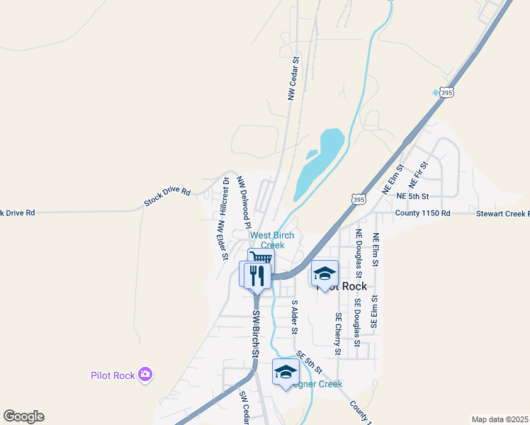 map of restaurants, bars, coffee shops, grocery stores, and more near 403 Northwest Cedar Street in Pilot Rock