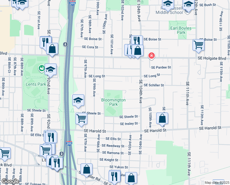 map of restaurants, bars, coffee shops, grocery stores, and more near in Portland