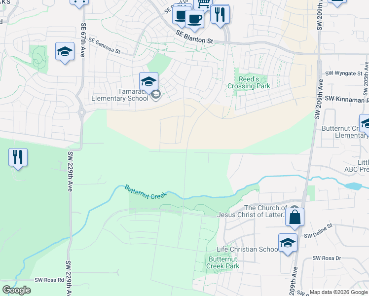 map of restaurants, bars, coffee shops, grocery stores, and more near 21980 Southwest McInnis Street in Beaverton