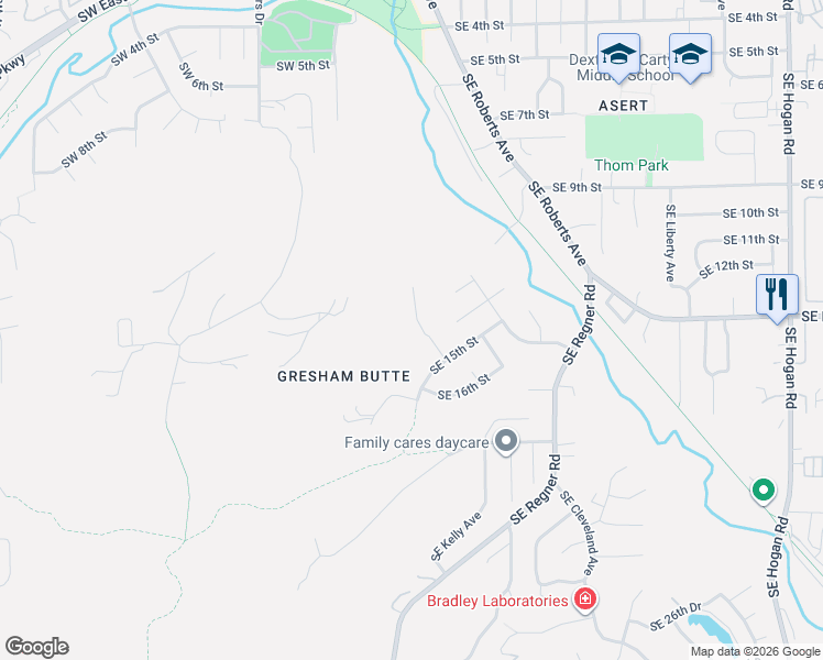 map of restaurants, bars, coffee shops, grocery stores, and more near 1407 Southeast Beech Place in Gresham