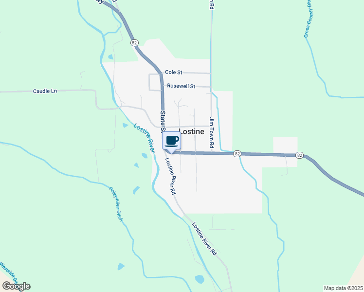 map of restaurants, bars, coffee shops, grocery stores, and more near 613 Elizabeth Street in Lostine
