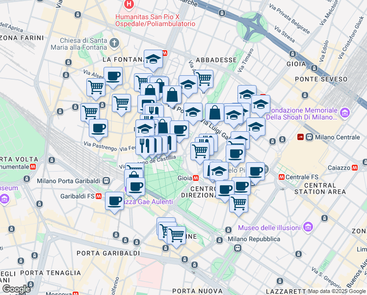 map of restaurants, bars, coffee shops, grocery stores, and more near 1 Viale Francesco Restelli in Milano