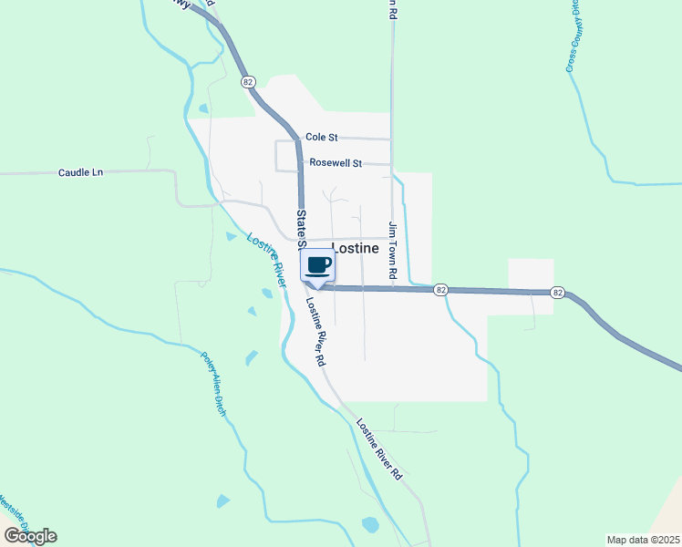 map of restaurants, bars, coffee shops, grocery stores, and more near 613 Elizabeth Street in Lostine