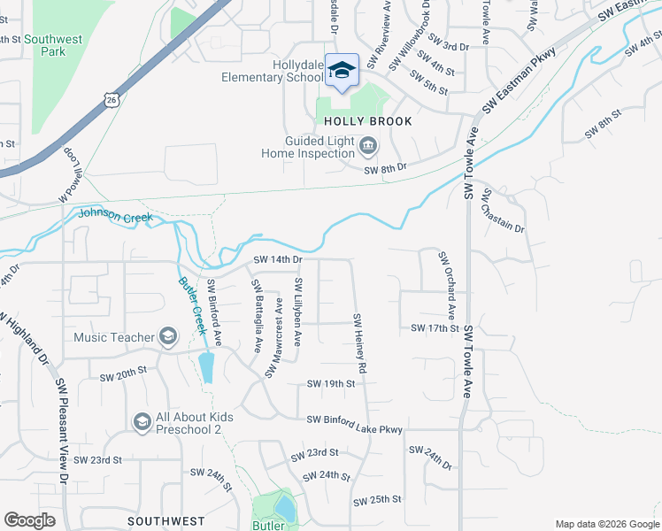 map of restaurants, bars, coffee shops, grocery stores, and more near 2156 Southwest 14th Drive in Gresham