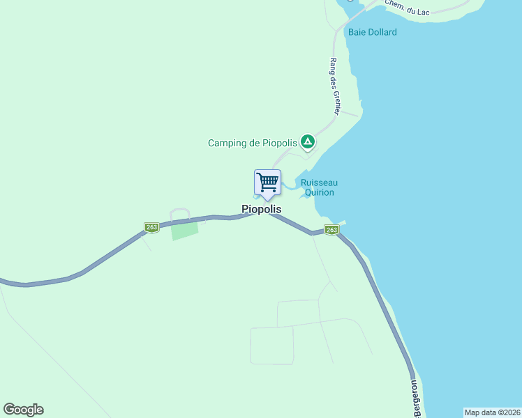 map of restaurants, bars, coffee shops, grocery stores, and more near 691 Chemin de la Rivière-Bergeron in Piopolis
