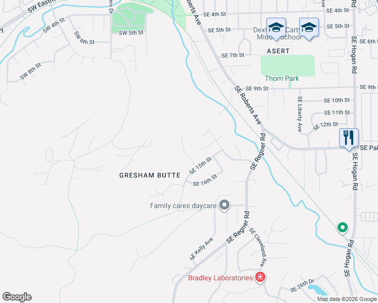 map of restaurants, bars, coffee shops, grocery stores, and more near 1414 Southeast Beech Place in Gresham
