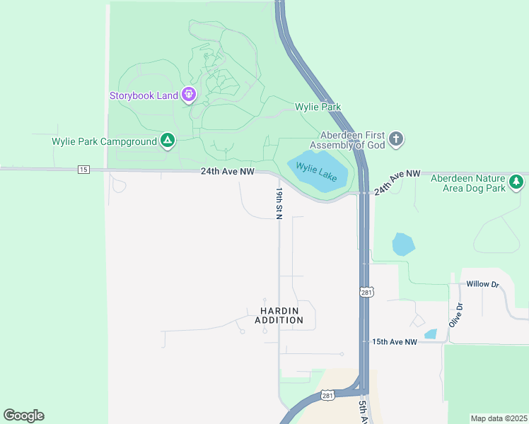 map of restaurants, bars, coffee shops, grocery stores, and more near 20th Ave NW in Aberdeen
