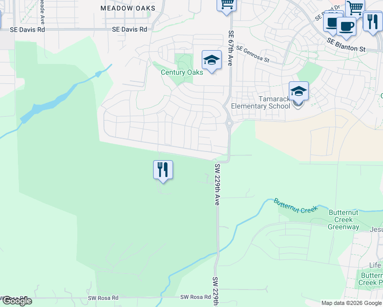 map of restaurants, bars, coffee shops, grocery stores, and more near 4492 Southeast 63rd Avenue in Hillsboro