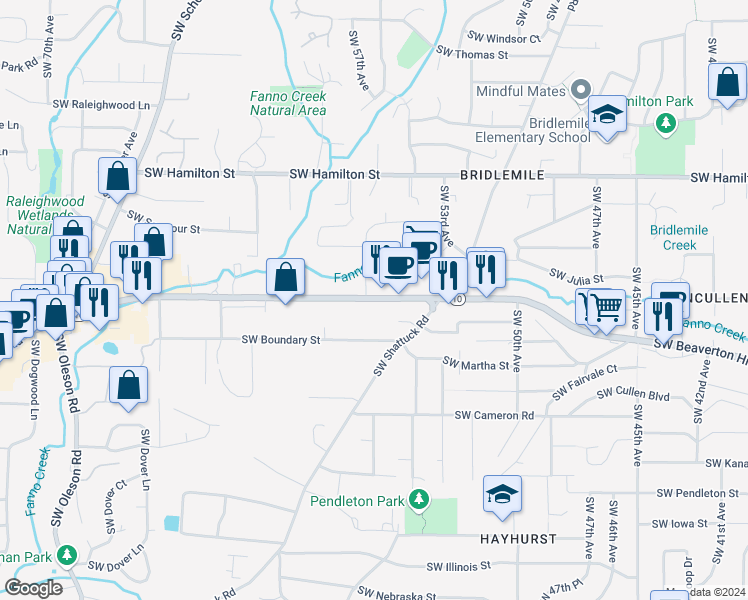 map of restaurants, bars, coffee shops, grocery stores, and more near in Portland