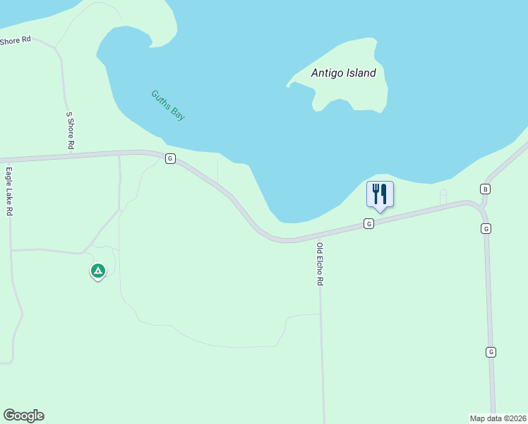 map of restaurants, bars, coffee shops, grocery stores, and more near 600 County G in Pelican Lake