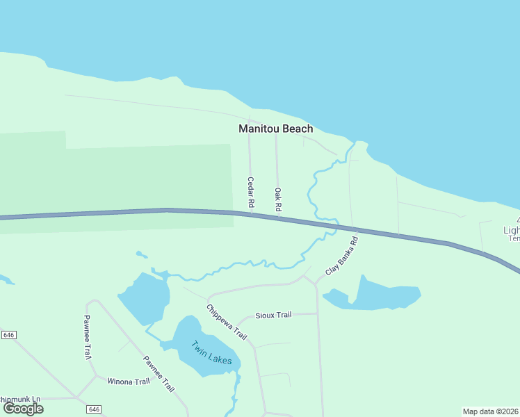map of restaurants, bars, coffee shops, grocery stores, and more near 7301 Cedar Road in Rogers City
