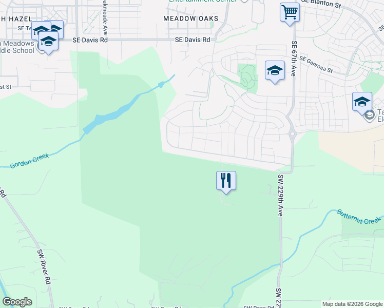 map of restaurants, bars, coffee shops, grocery stores, and more near 5904 Southeast McInnis Street in Hillsboro
