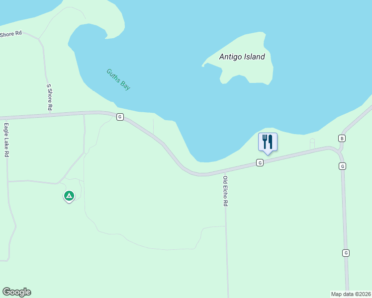 map of restaurants, bars, coffee shops, grocery stores, and more near 600 County G in Pelican Lake