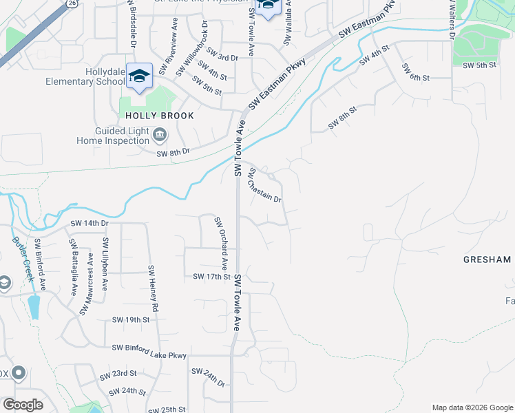 map of restaurants, bars, coffee shops, grocery stores, and more near 1322 Southwest Chastain Place in Gresham