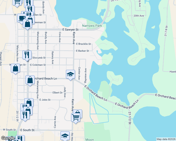map of restaurants, bars, coffee shops, grocery stores, and more near 1229 Bayview Avenue in Rice Lake
