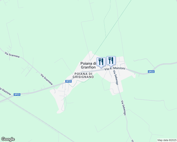 map of restaurants, bars, coffee shops, grocery stores, and more near 3 Via Ceresone in Poiana di Granfion