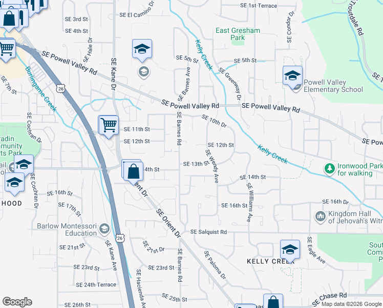 map of restaurants, bars, coffee shops, grocery stores, and more near 1230 Southeast Barnes Road in Gresham