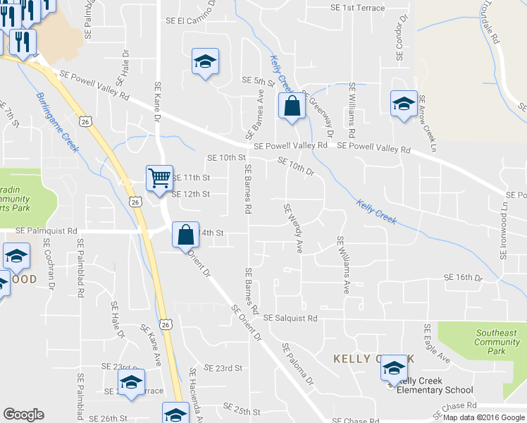map of restaurants, bars, coffee shops, grocery stores, and more near 1230 Southeast Barnes Road in Gresham