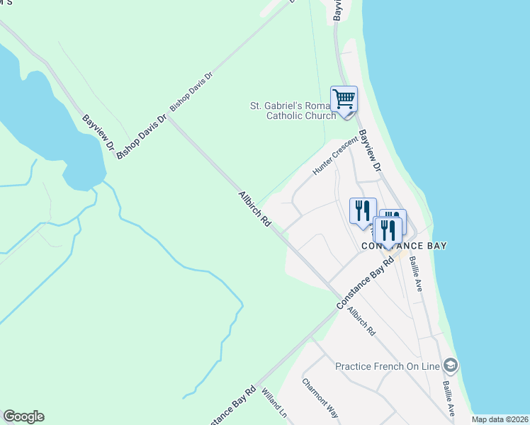 map of restaurants, bars, coffee shops, grocery stores, and more near 422 Allbirch Road in Ottawa
