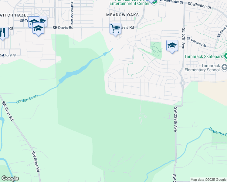 map of restaurants, bars, coffee shops, grocery stores, and more near 5802 Southeast McInnis Street in Hillsboro