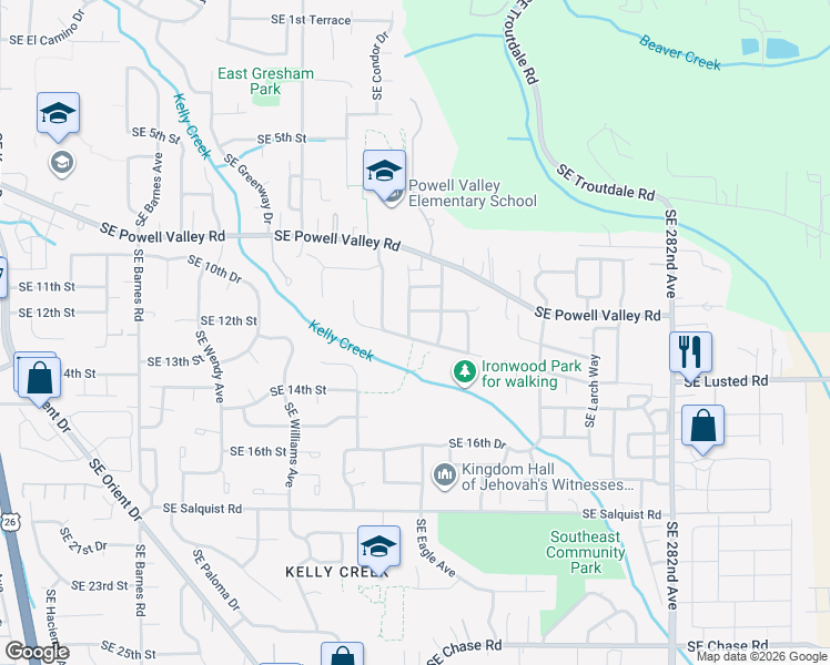 map of restaurants, bars, coffee shops, grocery stores, and more near 1248 Southeast Eagle Lane in Gresham