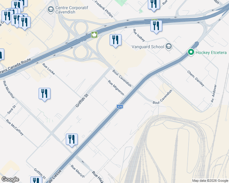map of restaurants, bars, coffee shops, grocery stores, and more near 208 Rue Migneron in Montréal