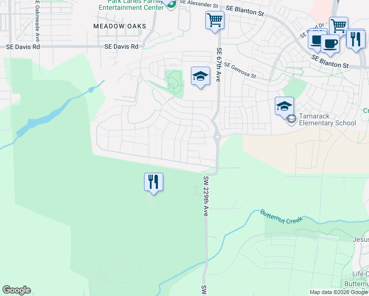 map of restaurants, bars, coffee shops, grocery stores, and more near 4492 Southeast 63rd Avenue in Hillsboro