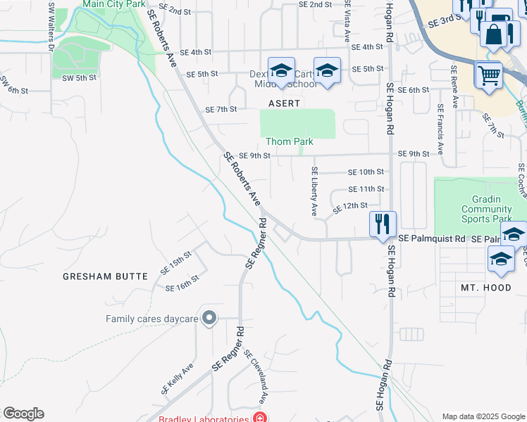 map of restaurants, bars, coffee shops, grocery stores, and more near 1119 Southeast Roberts Drive in Gresham