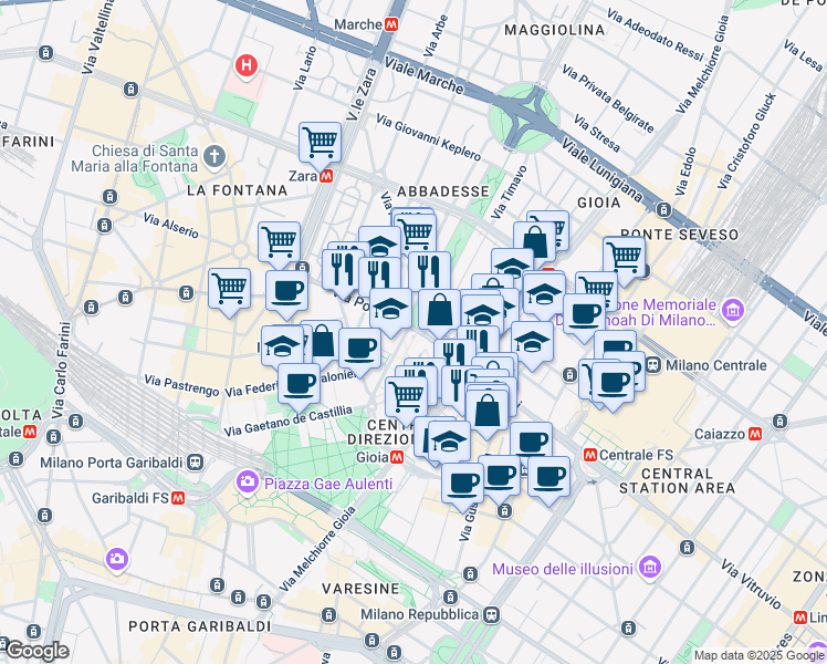 map of restaurants, bars, coffee shops, grocery stores, and more near 1 Viale Francesco Restelli in Milano