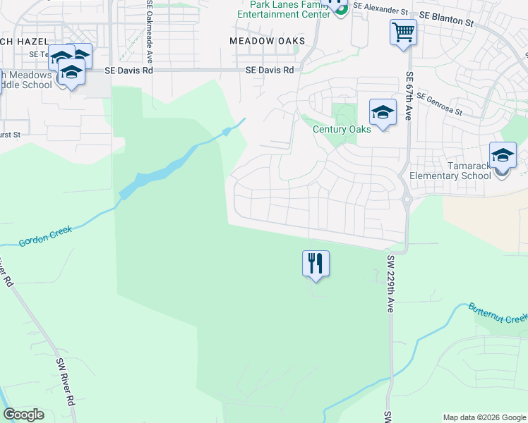 map of restaurants, bars, coffee shops, grocery stores, and more near 4407 Southeast 59th Avenue in Hillsboro
