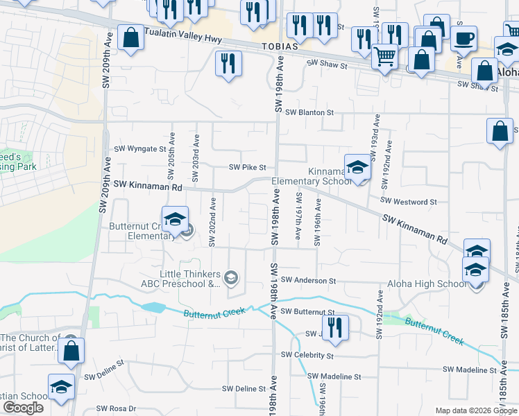 map of restaurants, bars, coffee shops, grocery stores, and more near 4252 Southwest Plumeria Way in Aloha