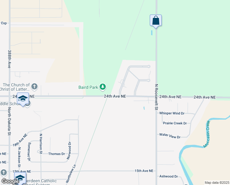 map of restaurants, bars, coffee shops, grocery stores, and more near 2501-2513 Pheasant Run Boulevard in Aberdeen