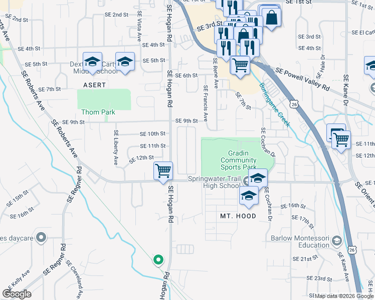 map of restaurants, bars, coffee shops, grocery stores, and more near 1949 Southeast Palmquist Road in Gresham