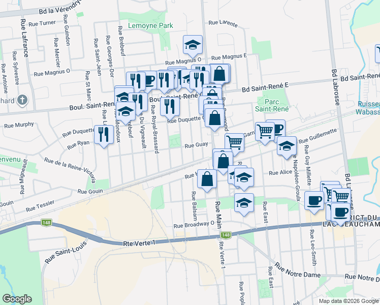 map of restaurants, bars, coffee shops, grocery stores, and more near 313 Rue Gauthier in Gatineau