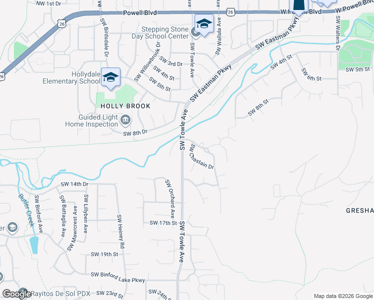map of restaurants, bars, coffee shops, grocery stores, and more near 1530 Southwest 10th Court in Gresham