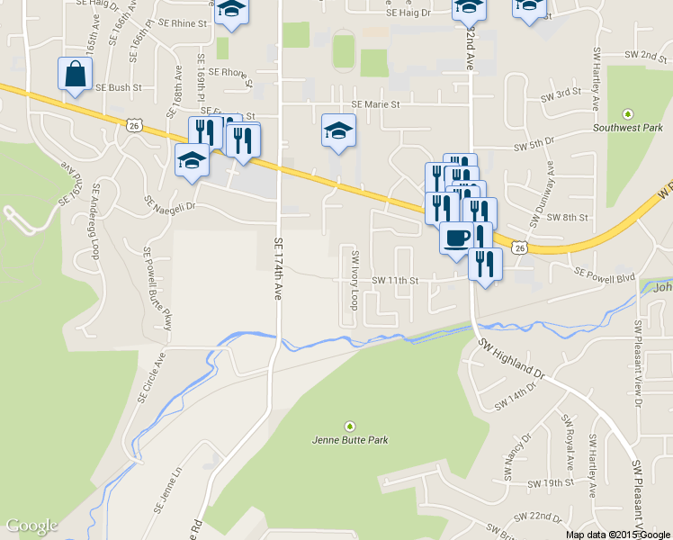 map of restaurants, bars, coffee shops, grocery stores, and more near 1086 Southwest Ivory Loop in Gresham