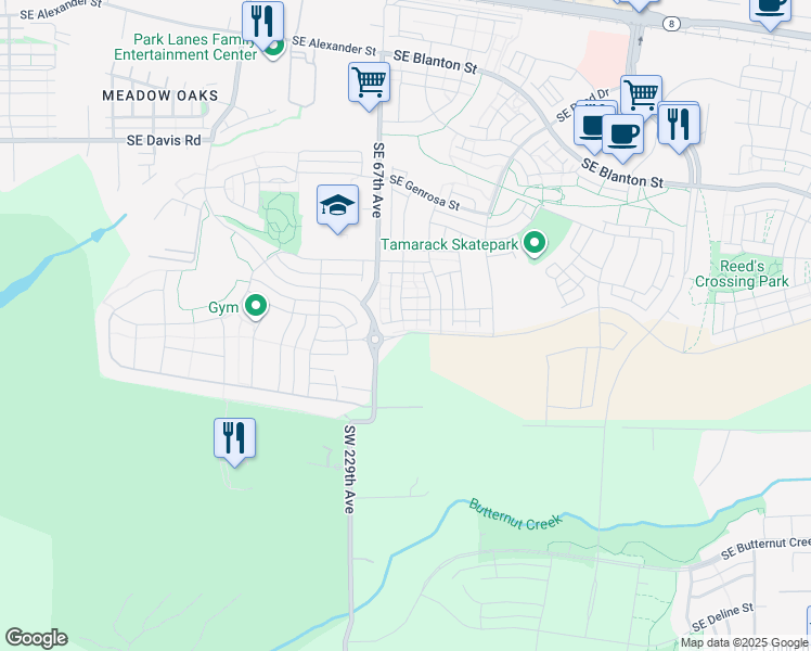 map of restaurants, bars, coffee shops, grocery stores, and more near 6810 Southeast Crimson Lane in Hillsboro