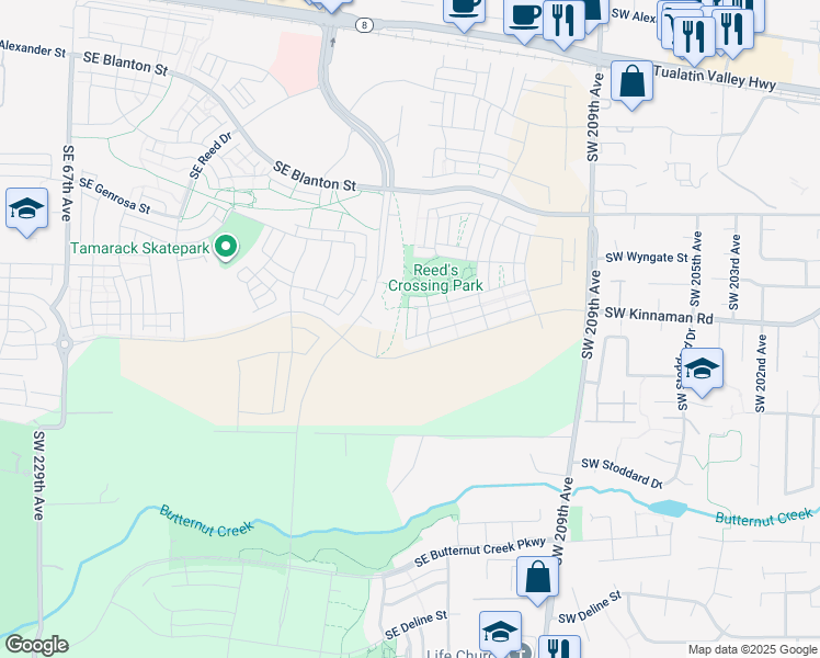 map of restaurants, bars, coffee shops, grocery stores, and more near 20901-21999 SW McInnis Ln in Beaverton