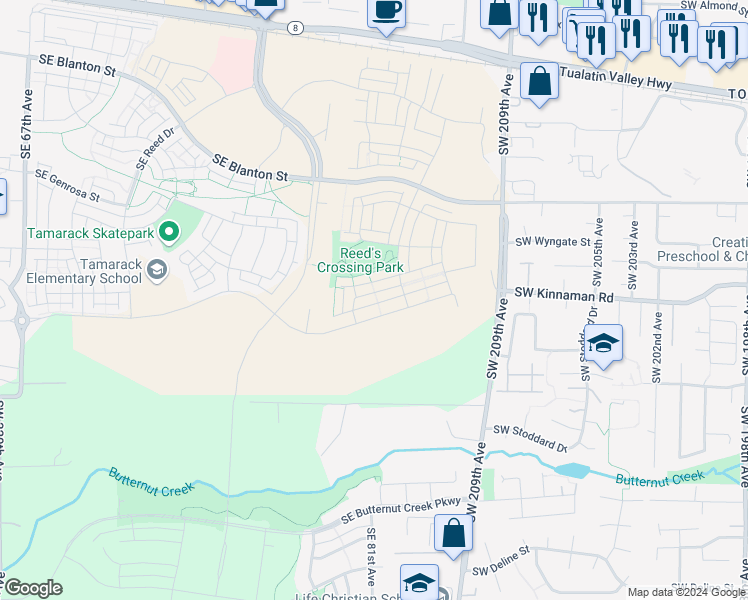 map of restaurants, bars, coffee shops, grocery stores, and more near in Washington County