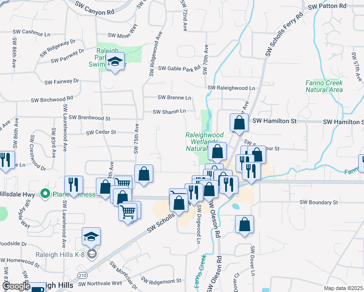 map of restaurants, bars, coffee shops, grocery stores, and more near 4235 Southwest Dogwood Lane in Portland